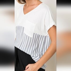 Hem & Thread White and Blue Striped Blouse